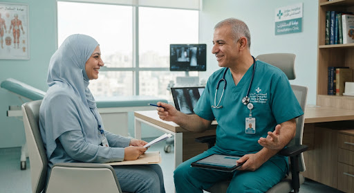 صورة توضيحية لاستشارة بين طبيب ومريضة